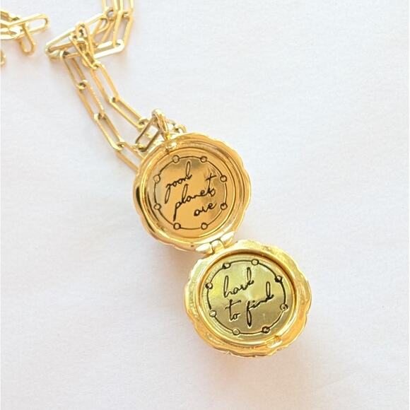 Wanderlust + Co Gold Planet Medallion Necklace 14K Real Gold Plated Jewelry - Picture 4 of 5